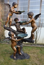 Zámecká bronzová fontána s amorky -UNIKÁT- 165 cm