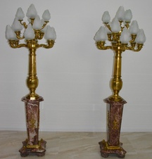 Zámecké podlahové lampy-mramor-bronz-sklo-220 cm