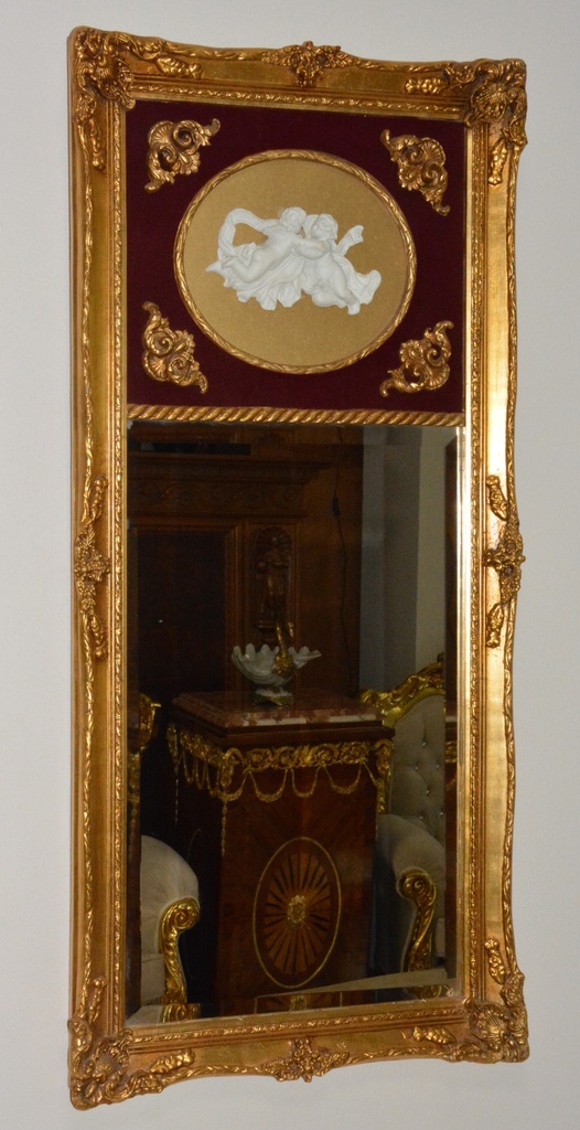 Zámecké zrcadlo s obrazem - krásně zdobené