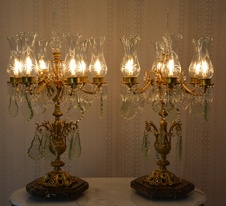 Zámecká stolní lampy - mramor-bronz-broušené sklo