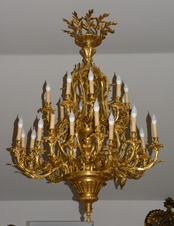 Zámecký bronzový lustr - UNIKÁT - 30 ramen - 142cm