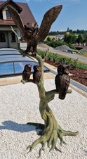 Zámecká bronzová socha - Sovy na stromě - UNIKÁT