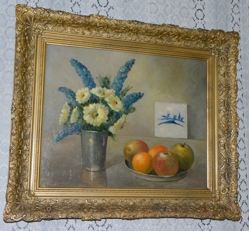 Starožitný obraz - Zátiší - olej na desce