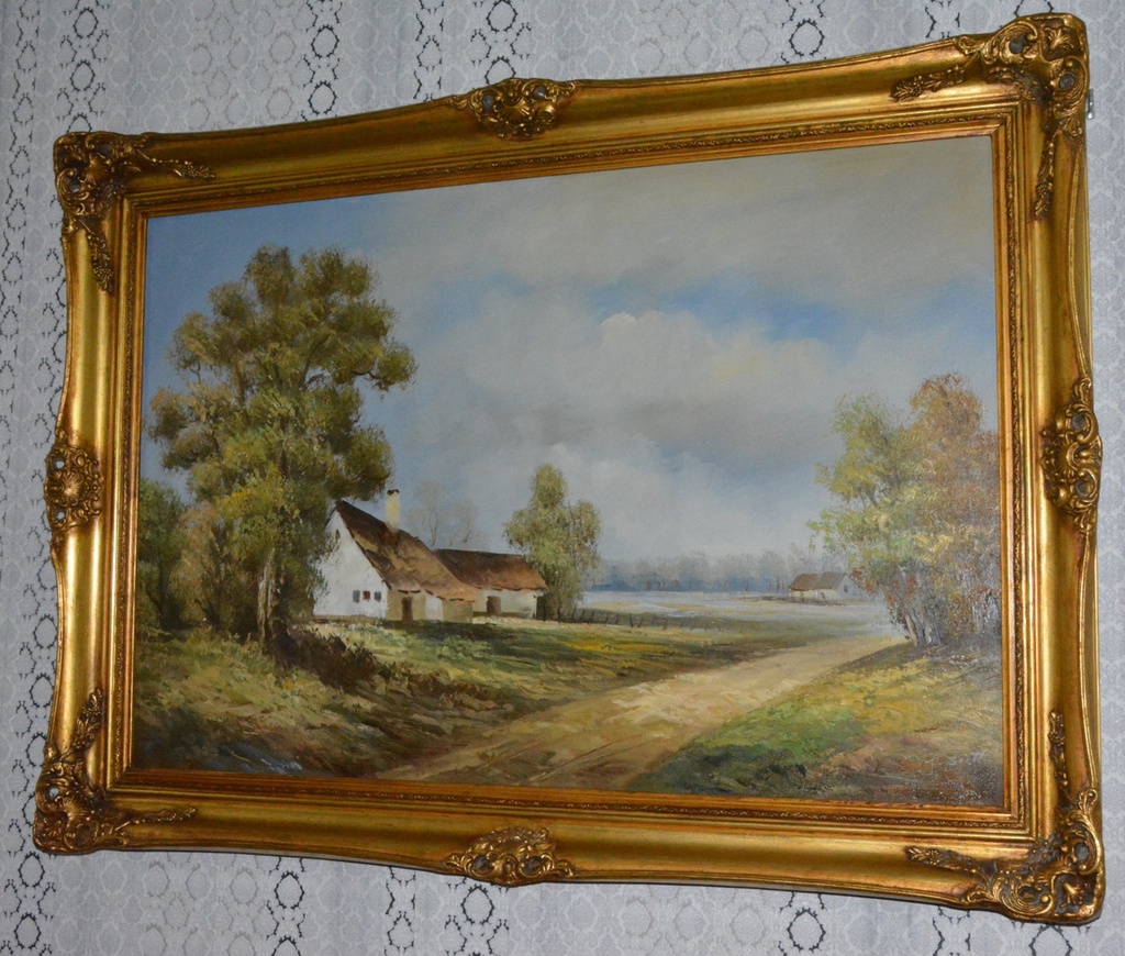 Starožitný obraz - Venkov - olej na plátně