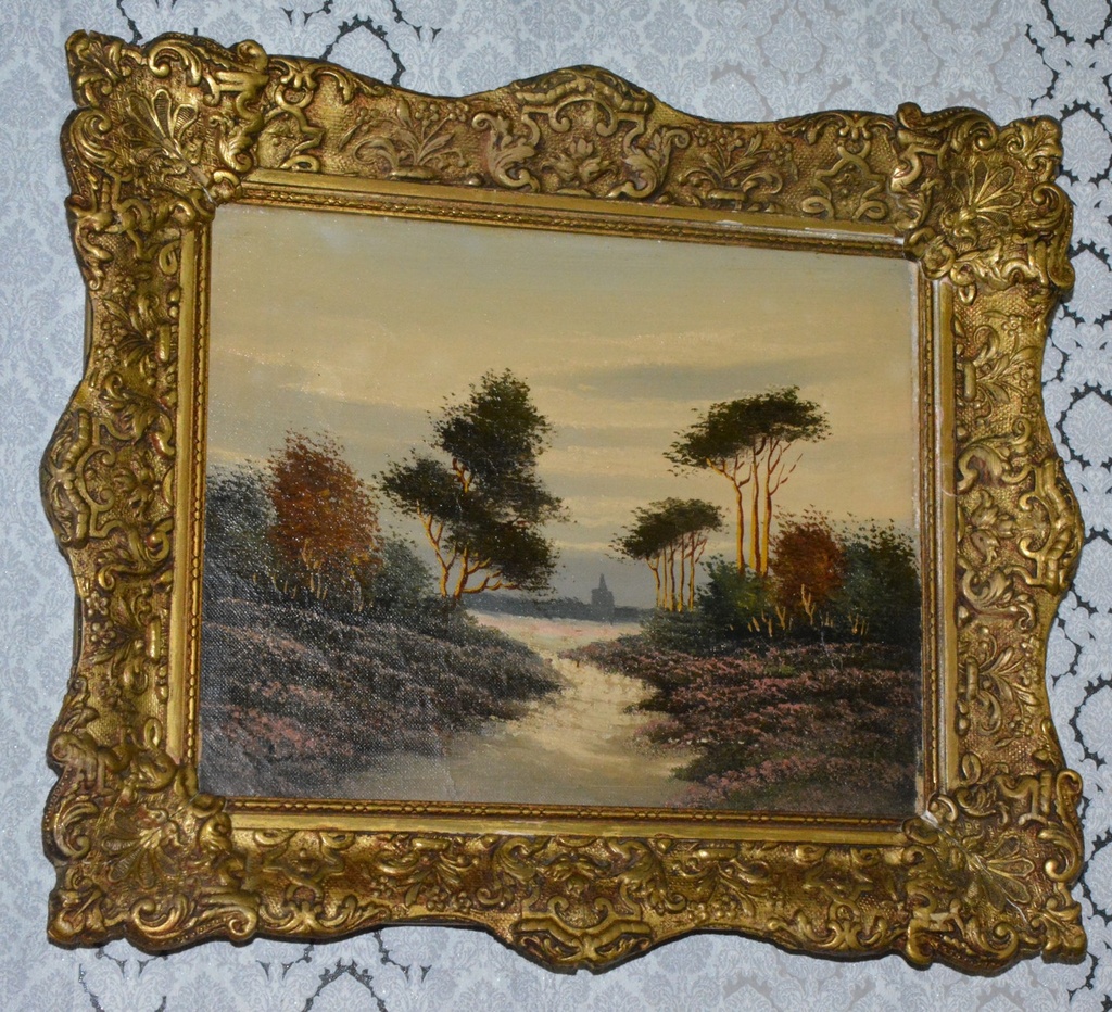 Starožitný obraz - Romantika - olej na plátně