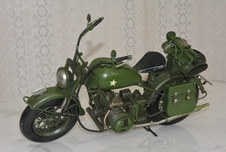 Retro kovový model - Vojenský motocykl