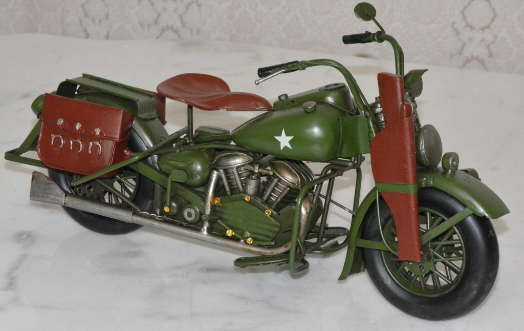 Retro kovový model - Vojenský motocykl