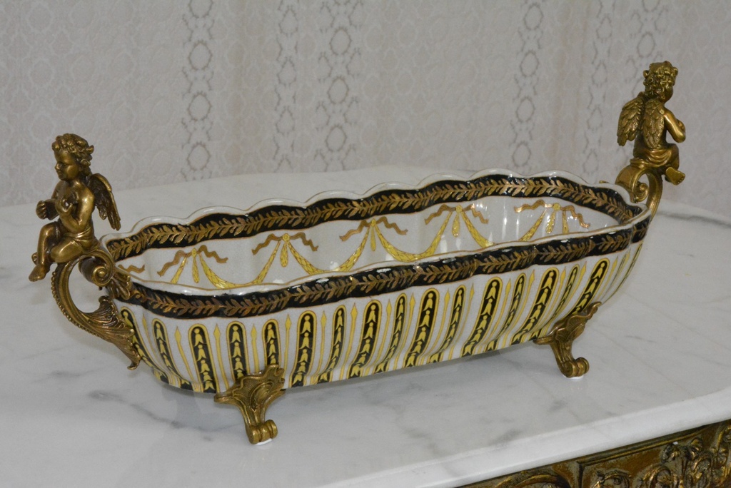 Zámecká mísa s amorky - porcelán + bronz