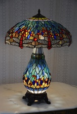 Tiffany lampa s vážkami - Velká-Svítící podstavec