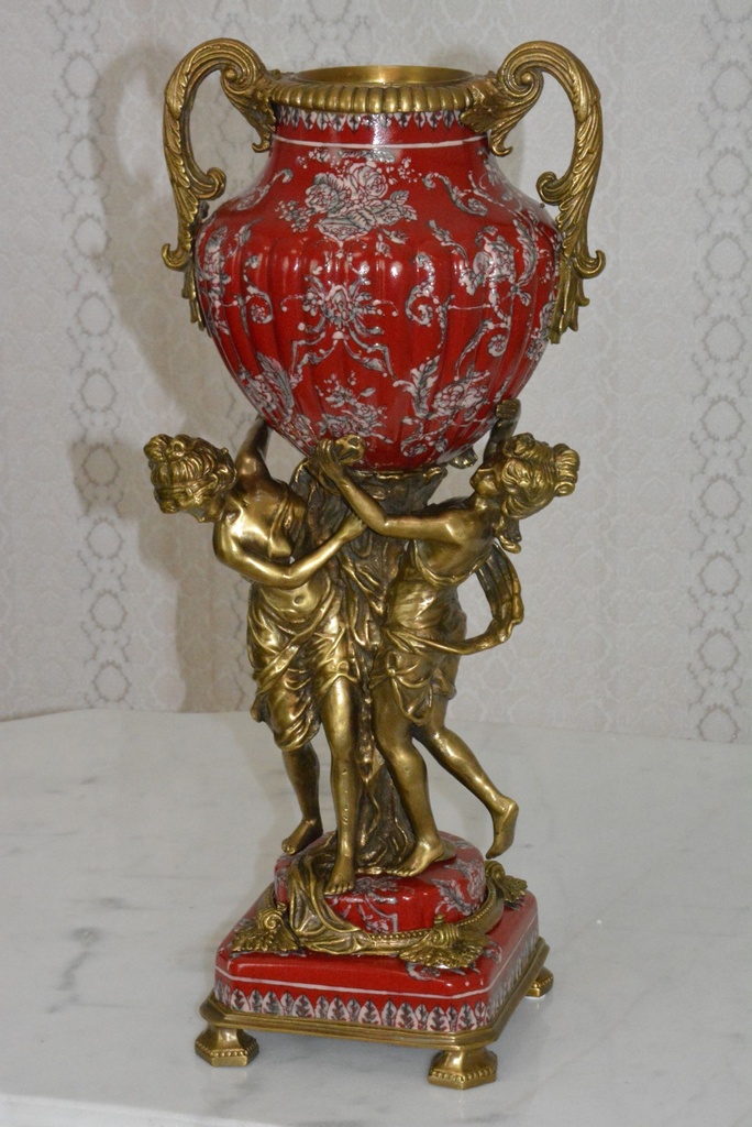 Zámecká váza s dámami - porcelán + bronz
