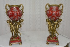 Zámecké vázy s dámami - porcelán + bronz