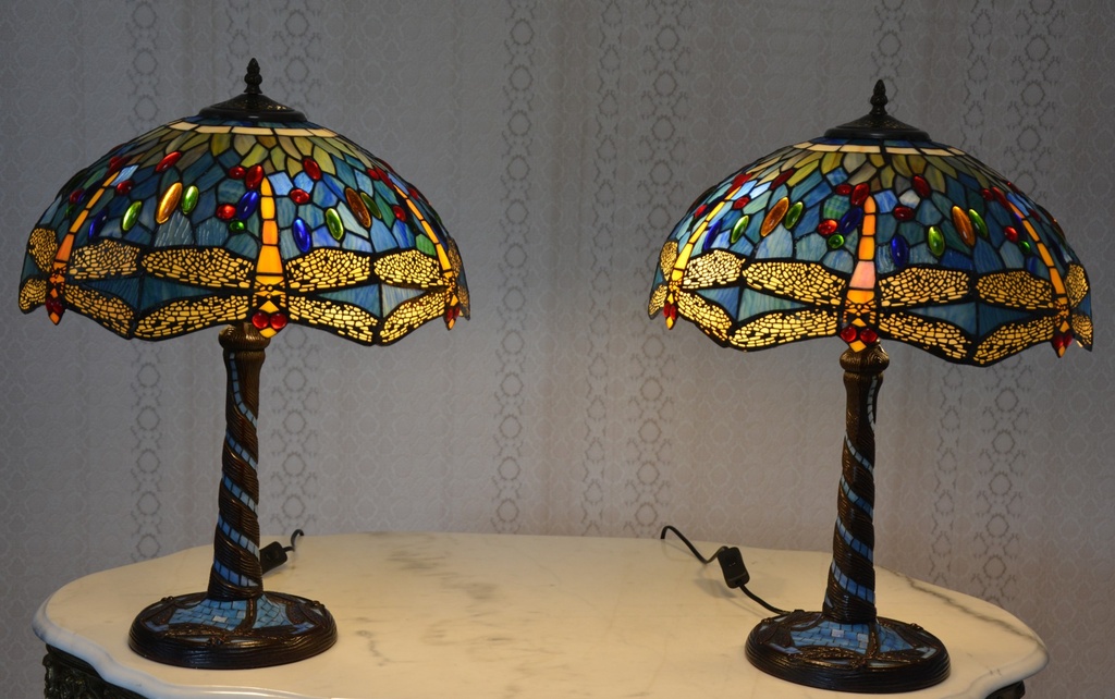 Tiffany lampy s vážkami - pár