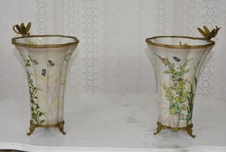 Secesní vázy s vážkami - porcelán + bronz