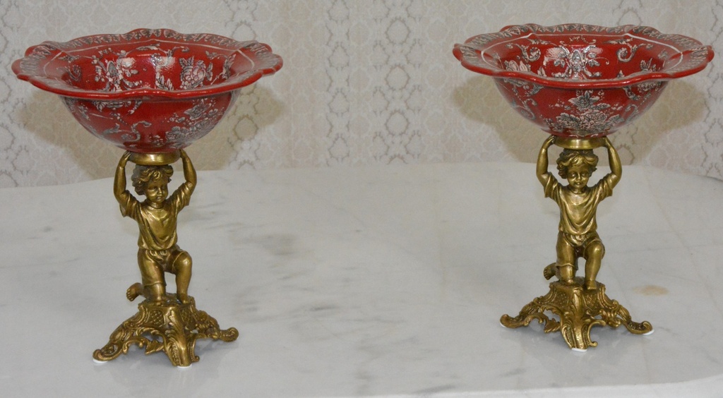 Zámecké mísy s dětmi - porcelán + bronz