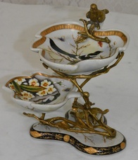 Stojan s miskami - porcelán + bronz