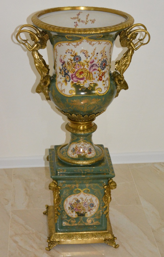 Zámecká váza - porcelán + bronz XXL - UNIKÁT