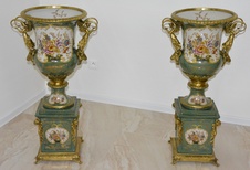 Zámecké vázy - porcelán + bronz XXL - UNIKÁT