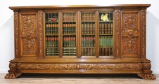 Starožitná neorenesanční knihovna s erby - 358 cm
