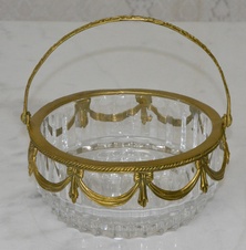 Zámecká miska zdobená bronzem - broušené sklo