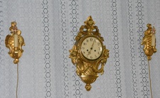 Starožitné kartelové hodiny Gustav Becker s lampami