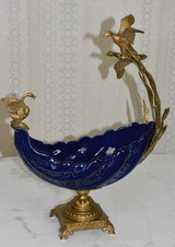 Zámecká mísa s labutěmi - porcelán + bronz