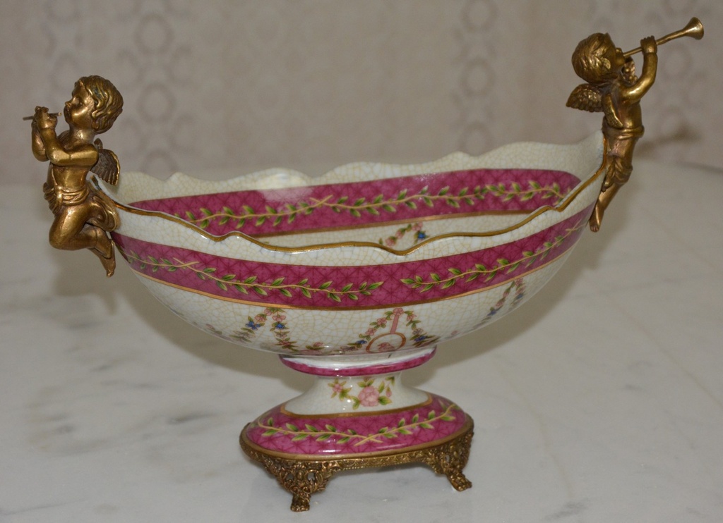 Zámecká mísa s amorky - porcelán + bronz