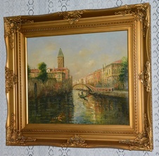 Zámecký obraz - Benátky - olej na plátně