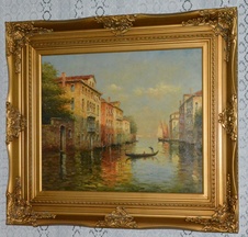 Zámecký obraz - Benátky - olej na plátně