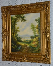 Zámecký obraz - Na pastvě - olej na plátně