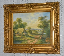 Zámecký obraz - Romantika - olej na plátně