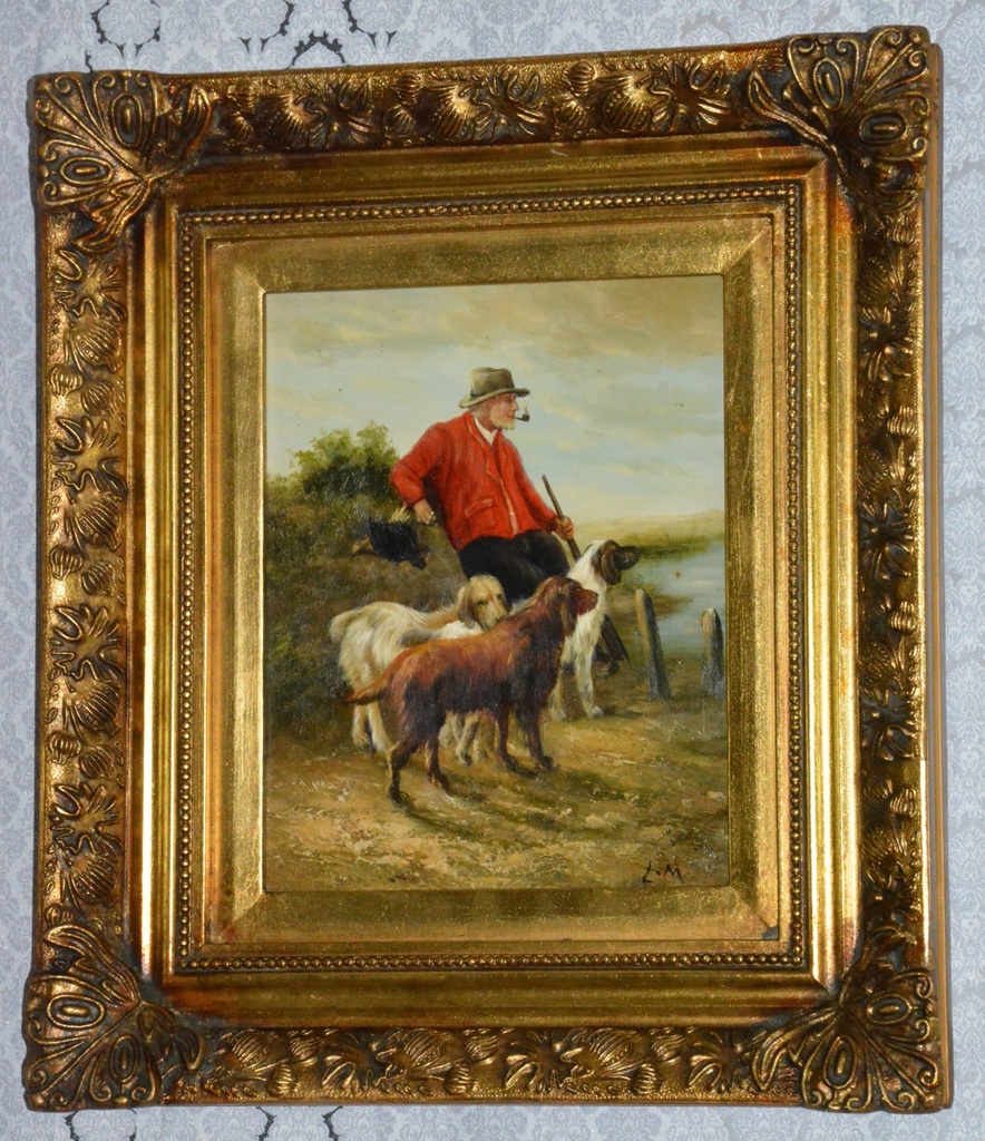 Zámecký obraz - Na honu - olej na desce