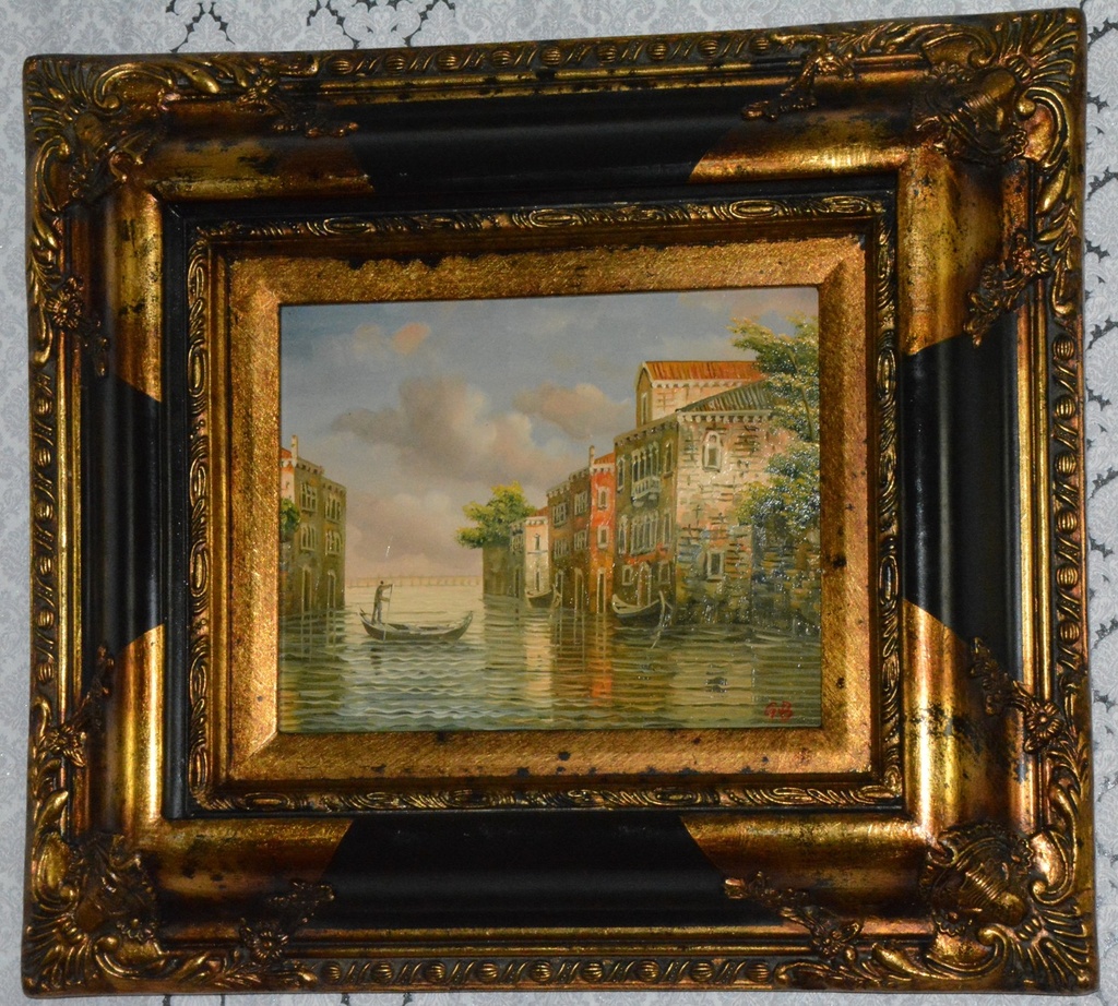 Zámecký obraz - Benátky - olej na desce