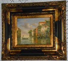 Zámecký obraz - Benátky - olej na desce