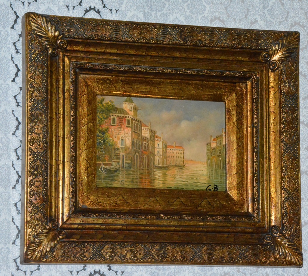 Zámecký obraz - Benátky - olej na desce