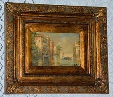 Zámecký obraz - Benátky - olej na desce