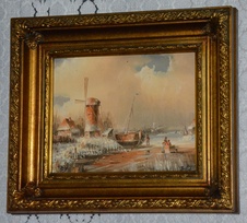 Zámecký obraz - Zima - olej na desce