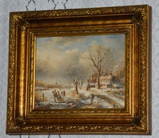 Zámecký obraz - Zima - olej na desce