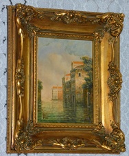 Zámecký obraz - Benátky - olej na desce