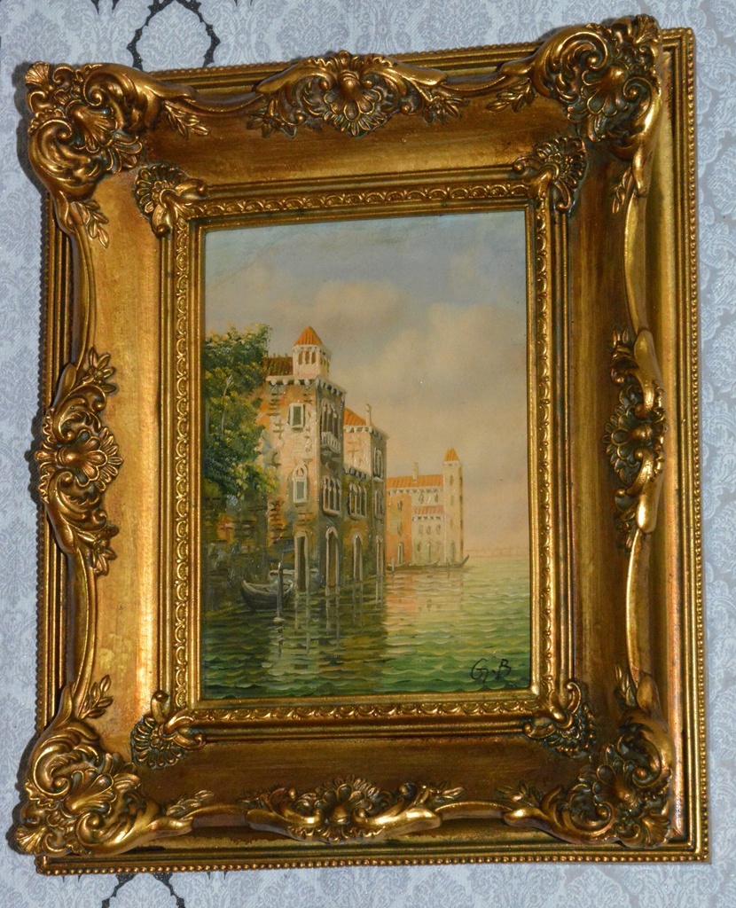 Zámecký obraz - Benátky - olej na desce