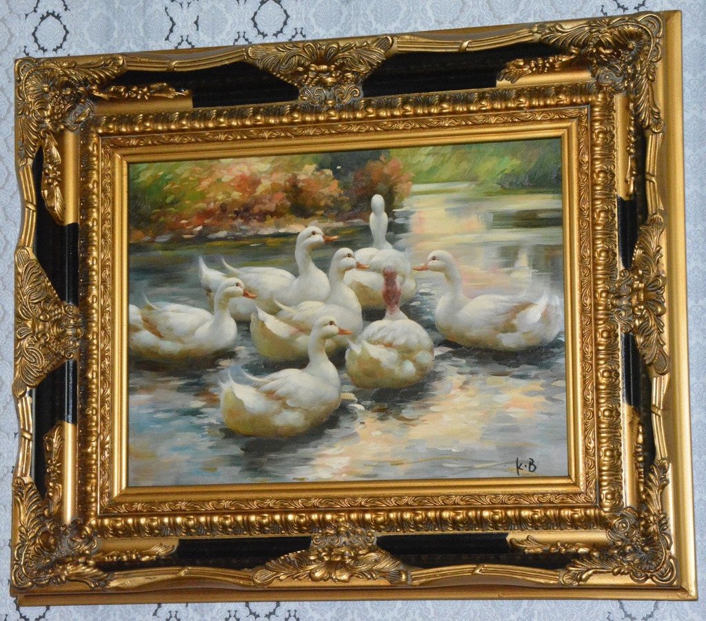 Zámecký obraz - Kačeny - olej na desce
