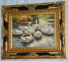 Zámecký obraz - Kačeny - olej na desce