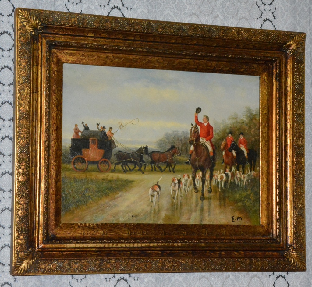 Zámecký obraz - Hon - olej na desce