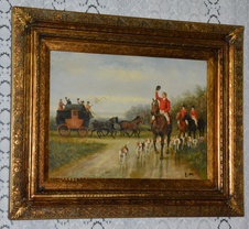 Zámecký obraz - Hon - olej na desce