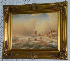 Zámecký obraz - Zima - olej na desce