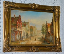 Zámecký obraz - Město - imprese - olej na desce