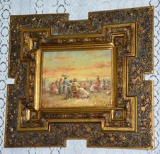 Zámecký obraz - Na pláži - olej na desce