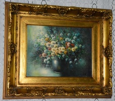 Zámecký obraz - Zátiší - olej na desce