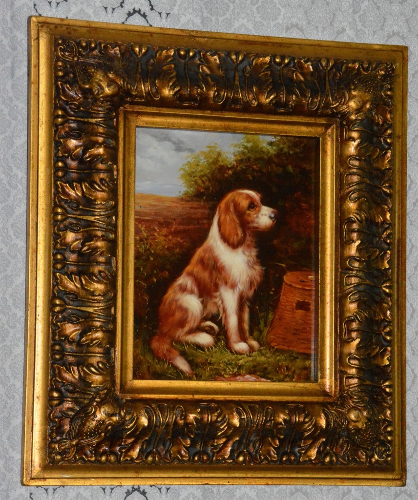 Zámecký obraz - Pejsek - olej na desce