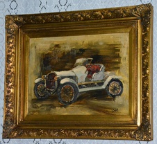 Zámecký obraz - Automobil - olej na desce