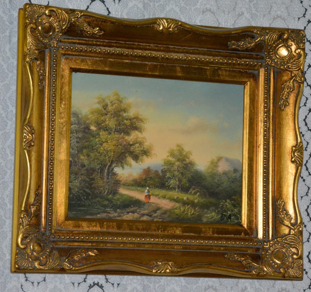 Zámecký obraz - Romantika - olej na desce